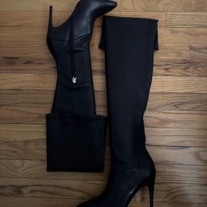 Reiss Black Over-the-Knee Stiletto Boots Size 39